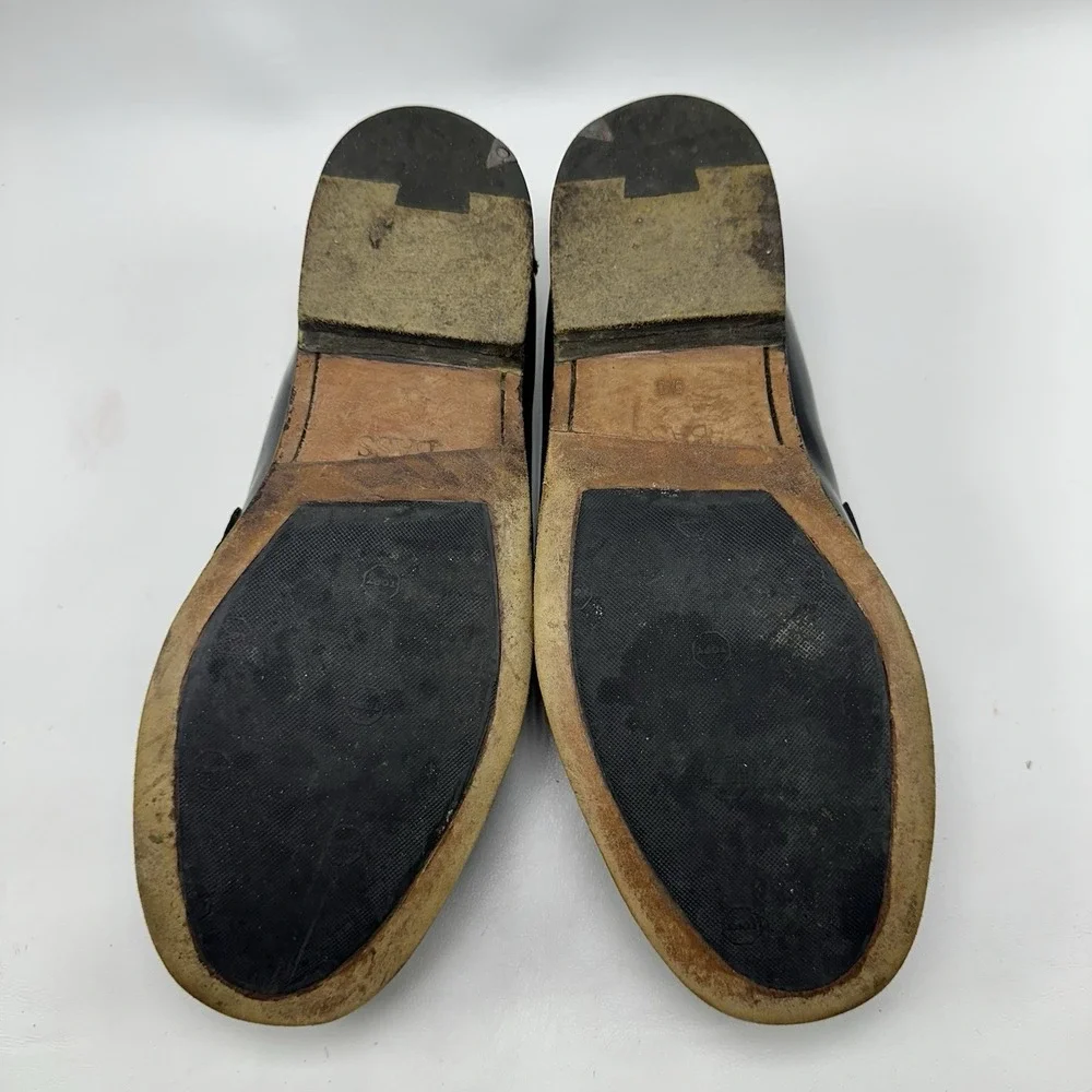 Bass Nelson Weejuns Black Leather Kiltie Tassel Loafers Men's 9.5‎ D V Cleat